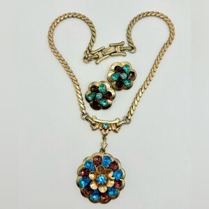 Vintage Barclay Rhinestone Necklace and Earring Set
